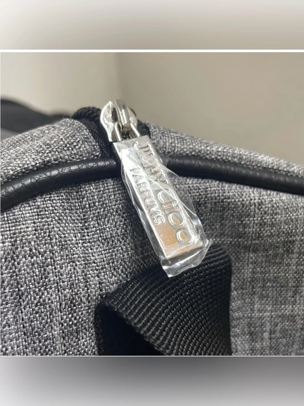 Jimmy Choo Parfums Grey Duffel with Black Webbing